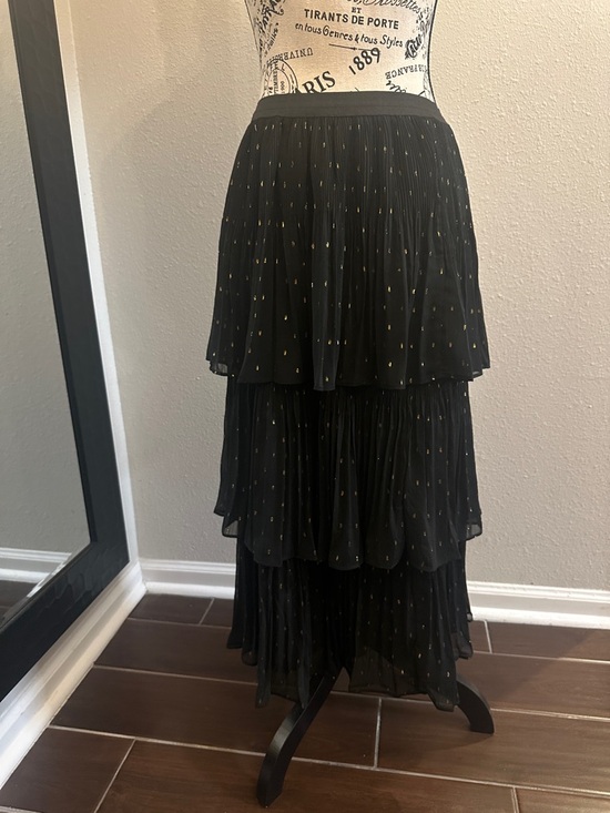 Chelsea & Violet Dresses & Skirts - Chelsea & Violet Black Tiered Maxi Skirt with Gold Dot Accents